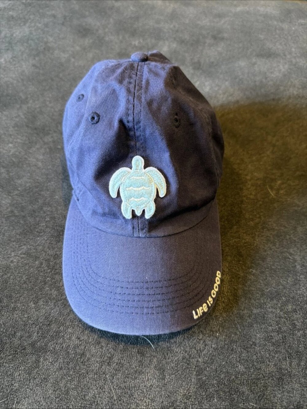 LIFE IS GOOD Sea Turtle Baseball Hat Cap Blue Cotton Adjustable Strap
